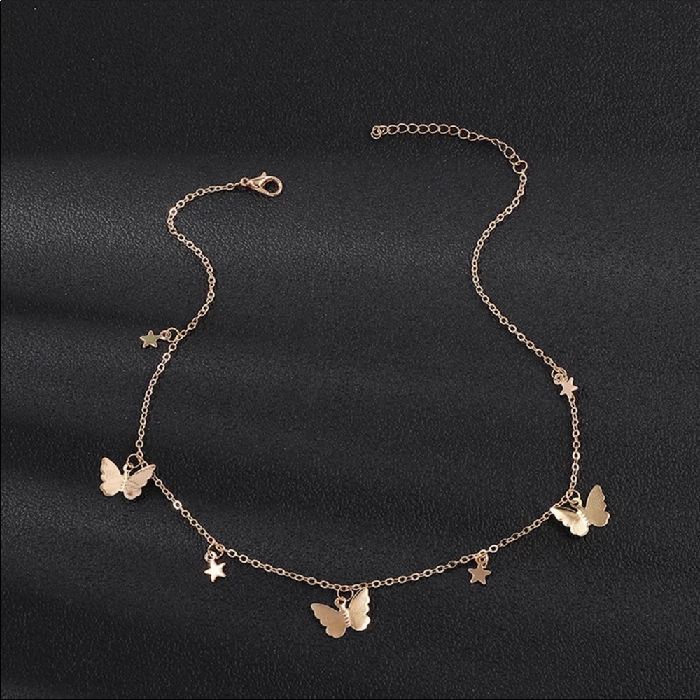 Star Butterfly Charm Necklace Choker Gold silver - Picture 2 of 2